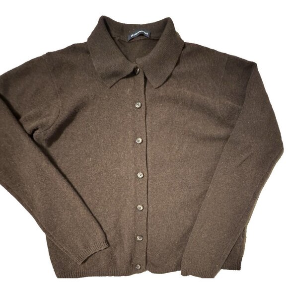 Brandy Melville Amalie Wool Brown Cardigan Button Down Minimalist Preppy Italy - Picture 11 of 12
